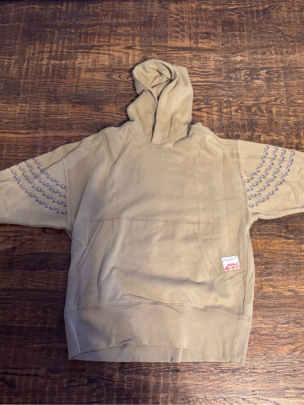 NWT FP Movement Free People At My Best Embroidered Hoodie Tan Olive S